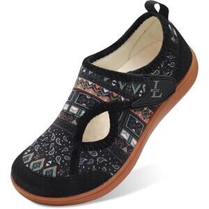 L-RUN Womens Size 8 Wide Slippers Hook and Loop Closure Barefoot House Shoes